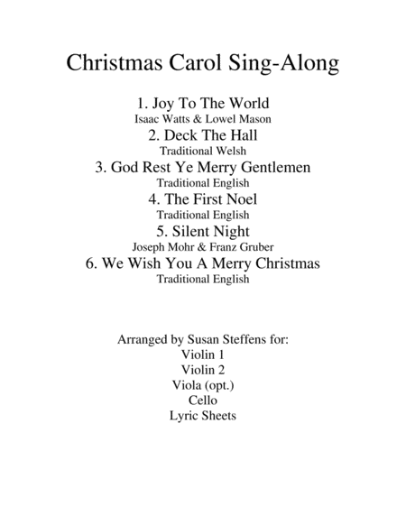 Christmas Carol Sing Along With Lyric Sheets Sheet Music