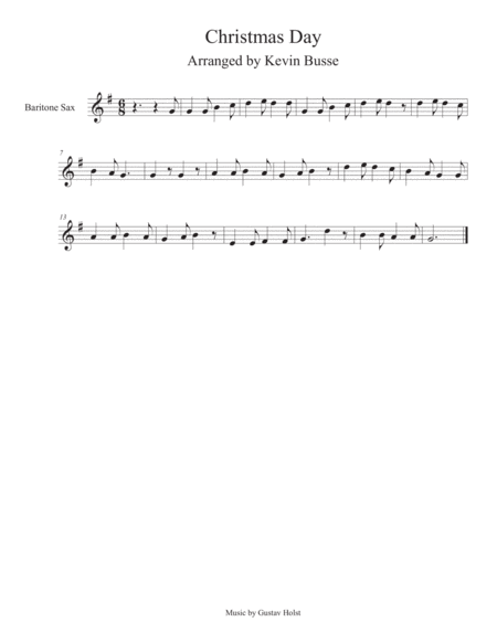 Christmas Day Bari Sax Sheet Music