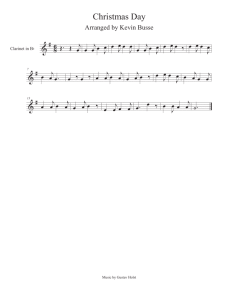 Free Sheet Music Christmas Day Clarinet