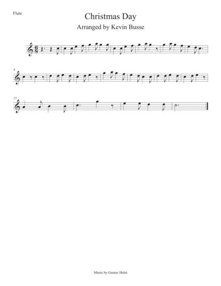 Christmas Day Easy Key Of C Flute Sheet Music