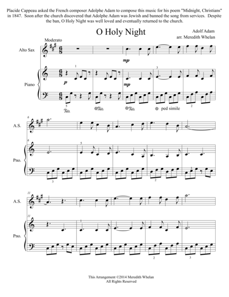 Christmas Duets For Alto Saxophone Piano O Holy Night Sheet Music