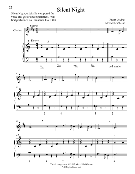 Christmas Duets For Clarinet Piano Silent Night Sheet Music