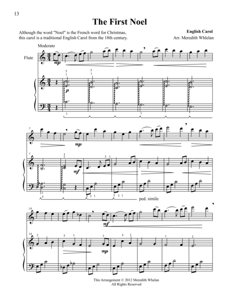 Free Sheet Music Christmas Duets For Flute Piano The First Noel