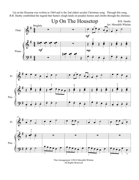 Christmas Duets For Flute Piano Up On The Housetop Sheet Music