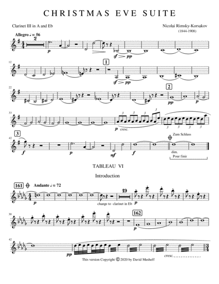 Free Sheet Music Christmas Eve Suite For Eb Clarinet