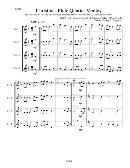 Free Sheet Music Christmas Flute Quartet Medley