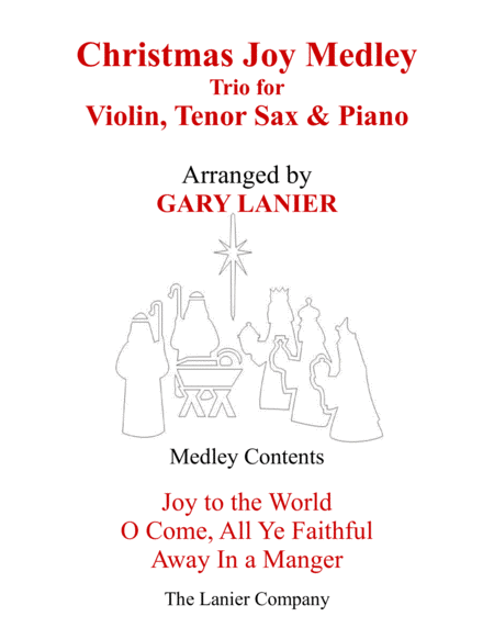 Christmas Joy Medley Trio Violin Tenor Sax Piano With Parts Sheet Music