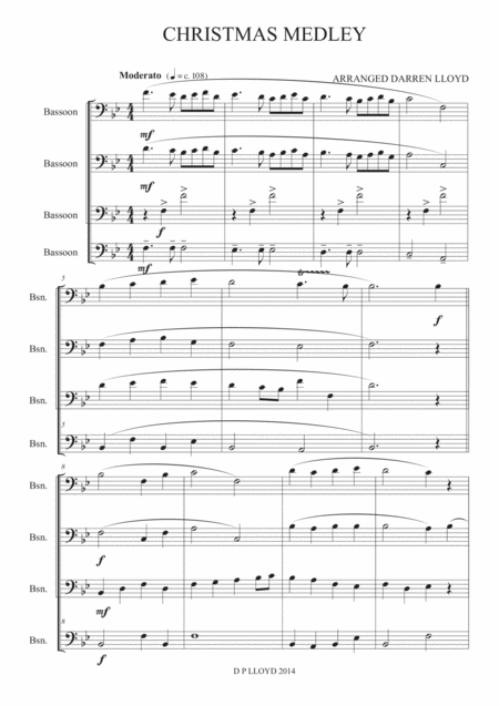 Christmas Medley Bassoon Quartet Sheet Music