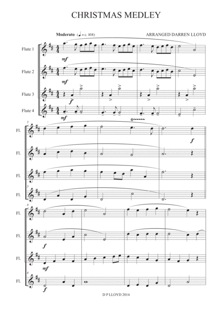 Christmas Medley Flute Quartet Sheet Music