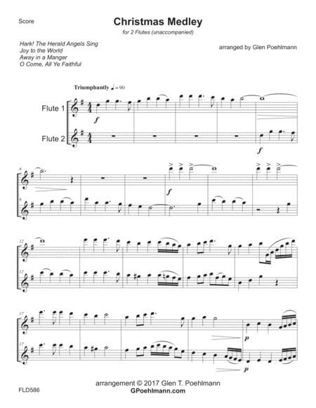 Christmas Medley For 2 Flutes Unaccompanied 4 Carol Medley Sheet Music