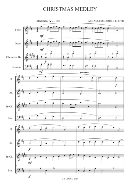 Christmas Medley For Woodwind Quartet Sheet Music