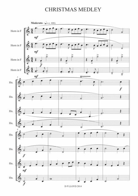 Christmas Medley French Horn Quartet Sheet Music