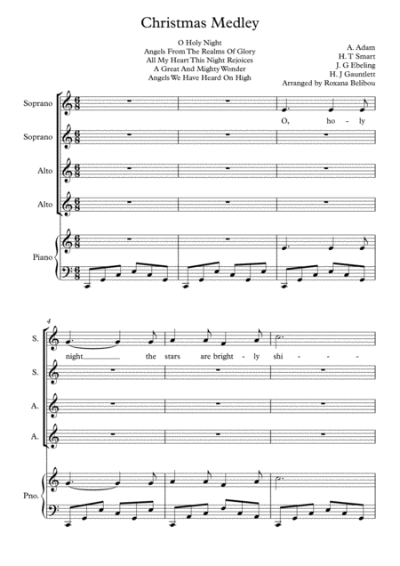 Christmas Medley Ssaa Piano Sheet Music