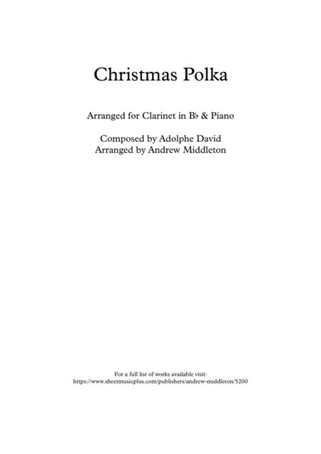 Free Sheet Music Christmas Polka For Clarinet And Piano