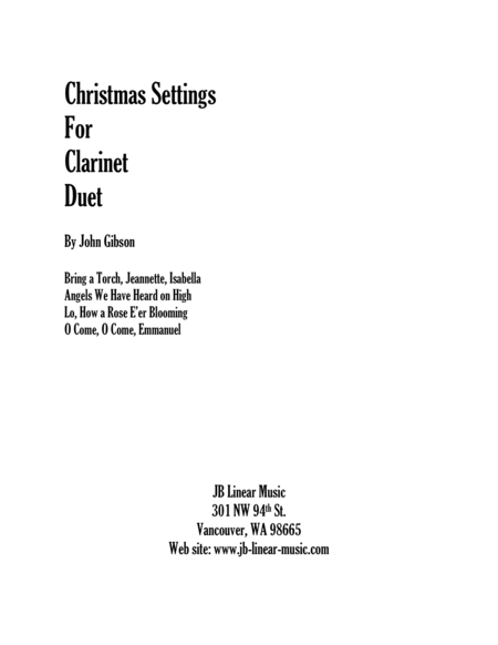Free Sheet Music Christmas Settings For Clarinet Duet