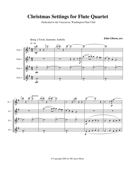 Christmas Settings For Flute Quartet Sheet Music