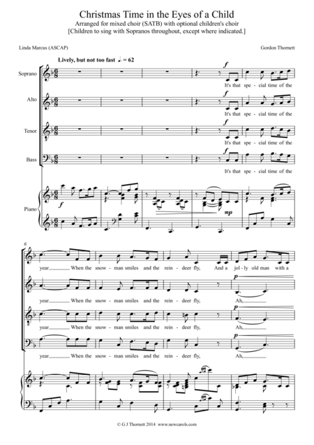 Christmas Time In The Eyes Of A Child Version For Mixed Choir Satb With Optional Childrens Choir Sheet Music