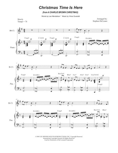 Free Sheet Music Christmas Time Is Here For Bb Clarinet Solo And Piano