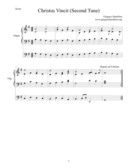 Christus Vincit Second Tune Alternate Harmonization For Organ Sheet Music