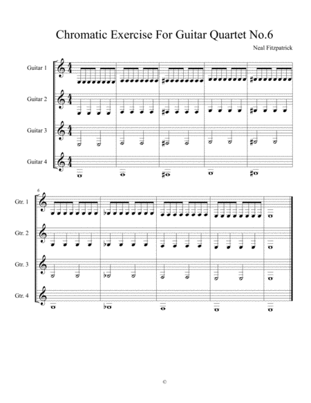 Free Sheet Music Chromatic Exercise No 6 For Four Guitars