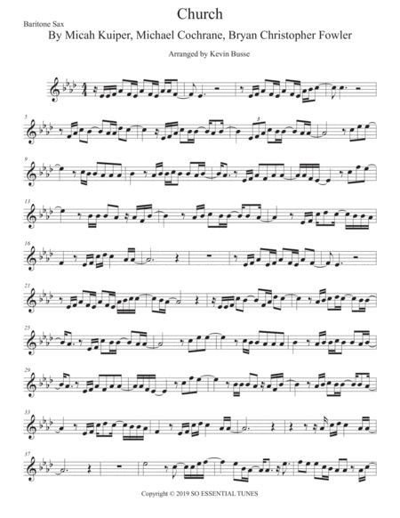 Church Take Me Back Original Key For Bari Sax Sheet Music