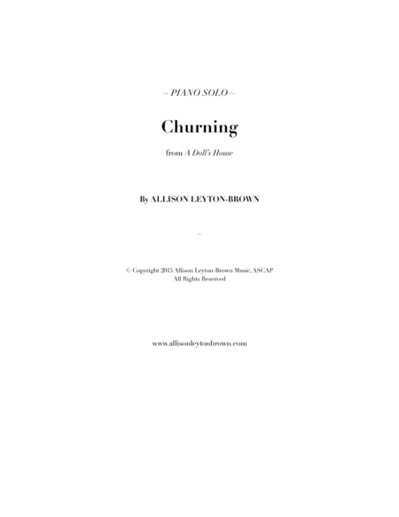 Churning Piano Solo By Allison Leyton Brown Sheet Music