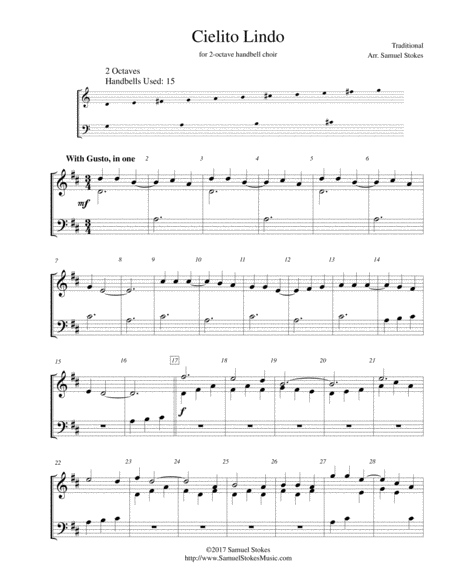 Free Sheet Music Cielito Lindo For 2 Octave Handbell Choir