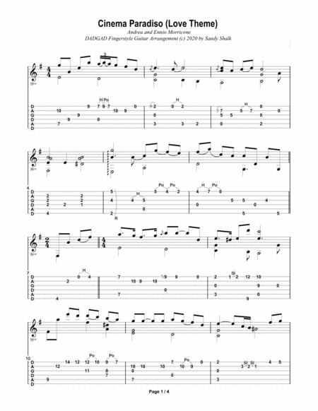 Cinema Paradiso Love Theme Dadgad Fingerstyle Guitar Sheet Music