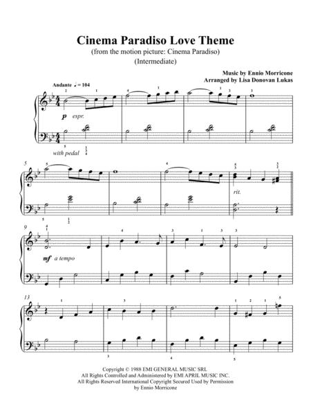 Cinema Paradiso Love Theme Intermediate Piano Sheet Music