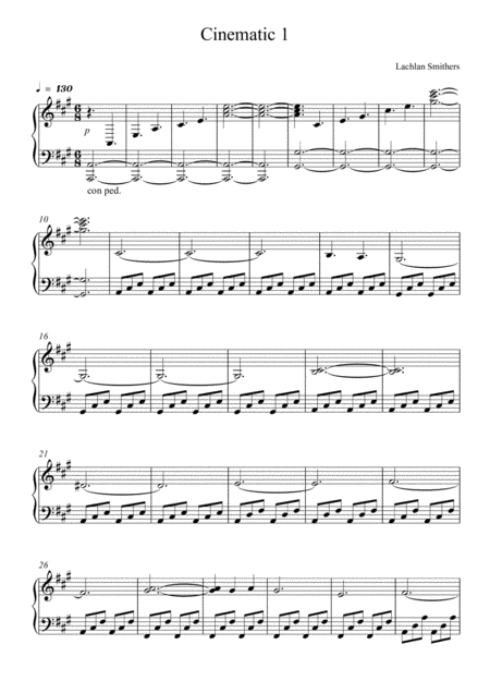 Cinematic 1 Movie Music For Piano Sheet Music