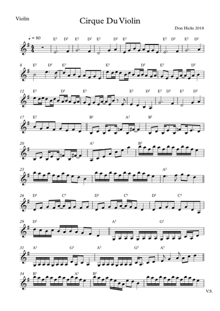 Free Sheet Music Cirque Du Violin