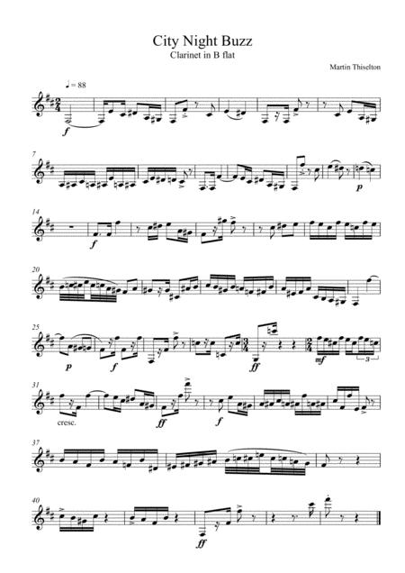 City Night Buzz For Unaccompanied Clarinet Sheet Music