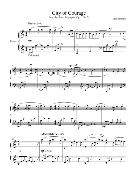 City Of Courage Sheet Music