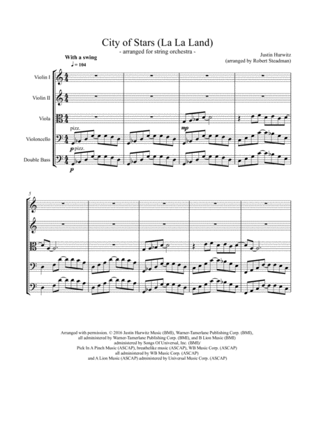 City Of Stars La La Land Sheet Music