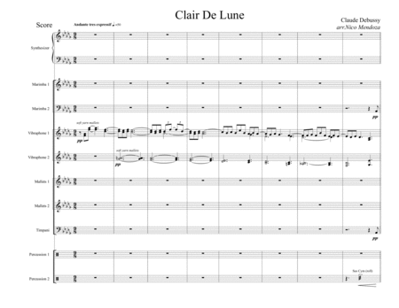 Clair De Lune Arranged For Percussion Ensemble Sheet Music