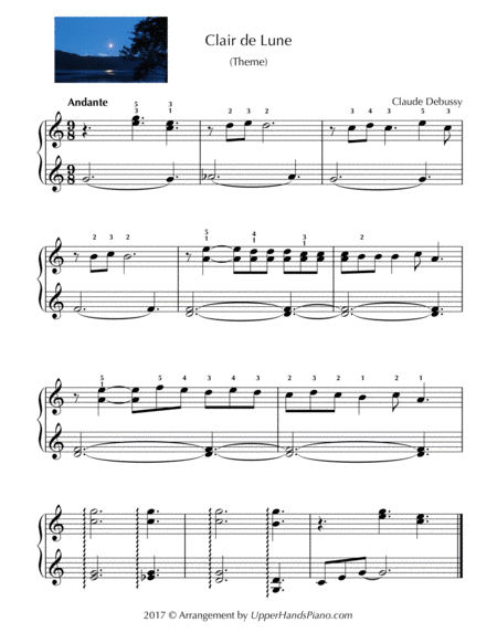 Free Sheet Music Clair De Lune Theme