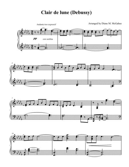 Free Sheet Music Claire De Lune Pd