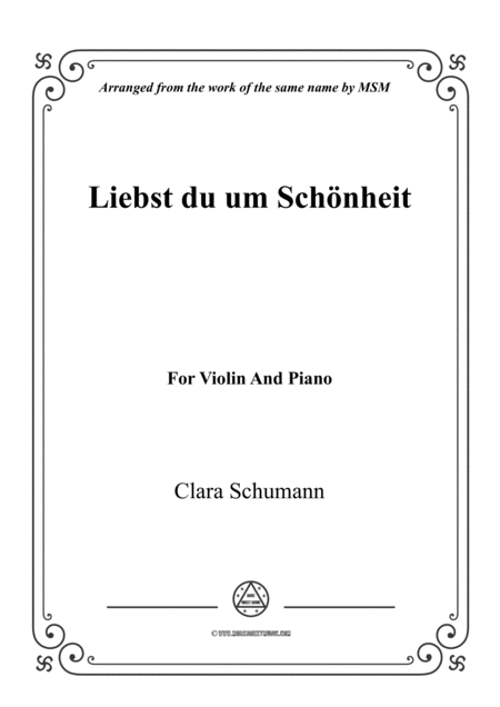 Free Sheet Music Clara Liebst Du Um Schnheit For Violin And Piano