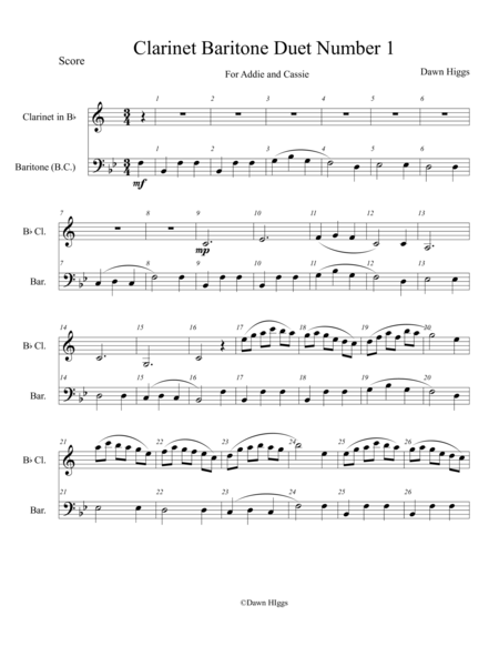 Clarinet Baritone Duet Number 1 Sheet Music