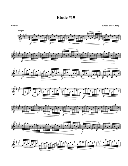 Free Sheet Music Clarinet Etude 19 Arr Marten King