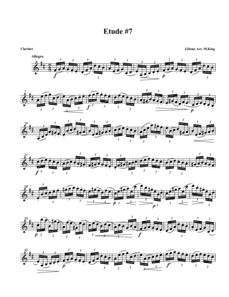 Clarinet Etude 7 Arr Marten King Sheet Music