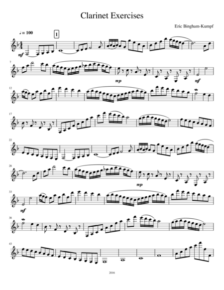 Free Sheet Music Clarinet Exercises