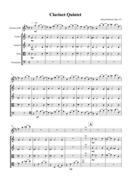 Clarinet Quintet Opus 133 Sheet Music