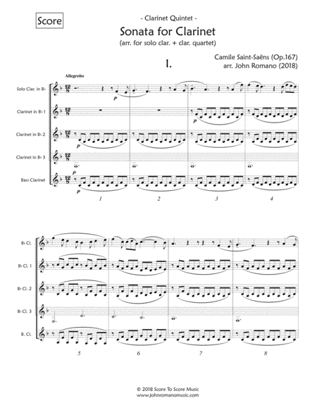 Clarinet Sonata Op 167 Saint Saens Sheet Music