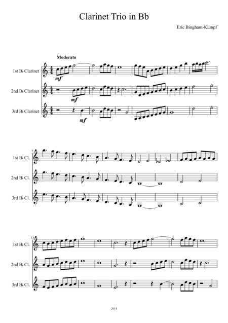 Clarinet Trio In B Flat Sheet Music