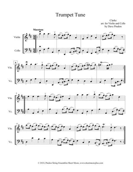 Free Sheet Music Clarke Trumpet Tune For Violin And Cello