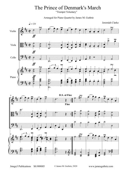 Clarke Trumpet Voluntary Prince Of Denmark March For Piano Quartet Sheet Music