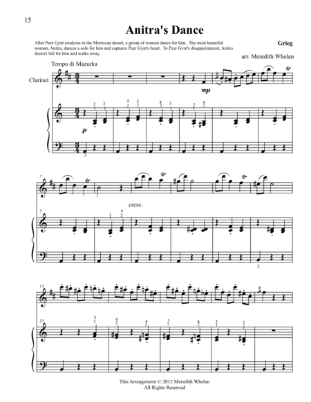 Free Sheet Music Classical Duets For Clarinet Piano Anitras Dance