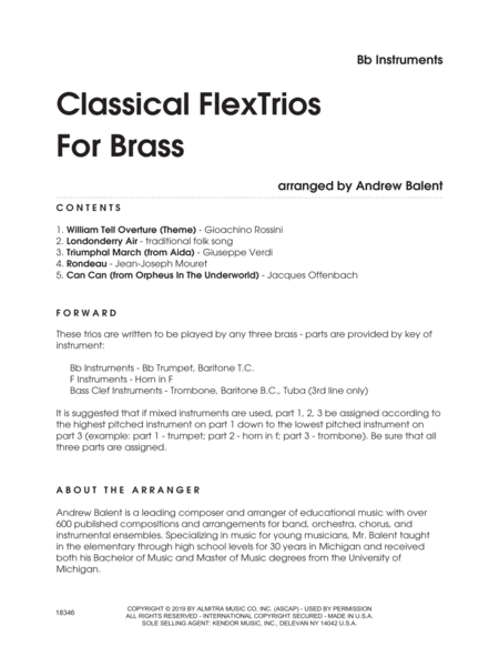 Free Sheet Music Classical Flextrios For Brass Bb Instruments