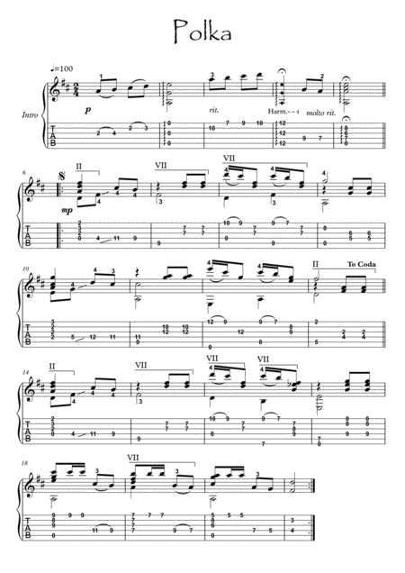 Classical Guitar Solo Polka Sheet Music